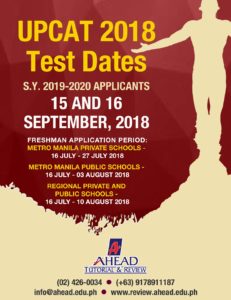 A poster about the UPCAT 2018 Test Dates