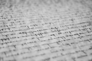 A paper with handwritten words