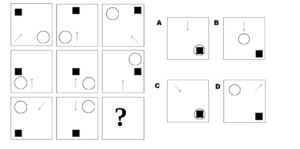 A set of figures forming a logic puzzle