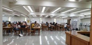 A study hall with students