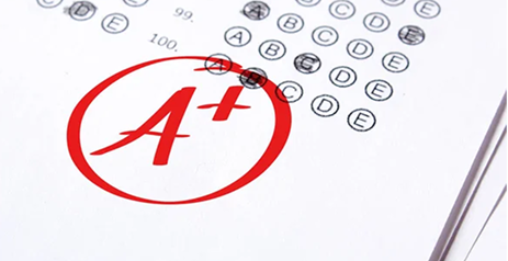 High-Scoring Instructors Test paper with an A+ score