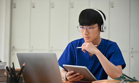Medicine Student studying alone