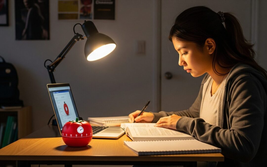 student boosting focus through pomodoro technique