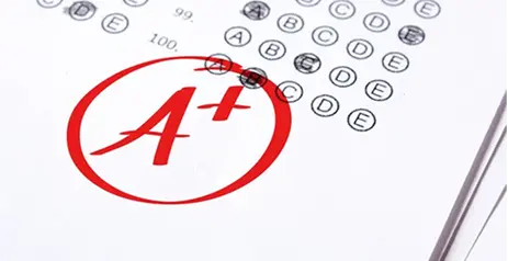 Test paper with an A+ score