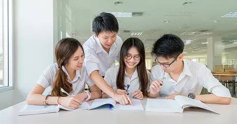 Group of students studying together